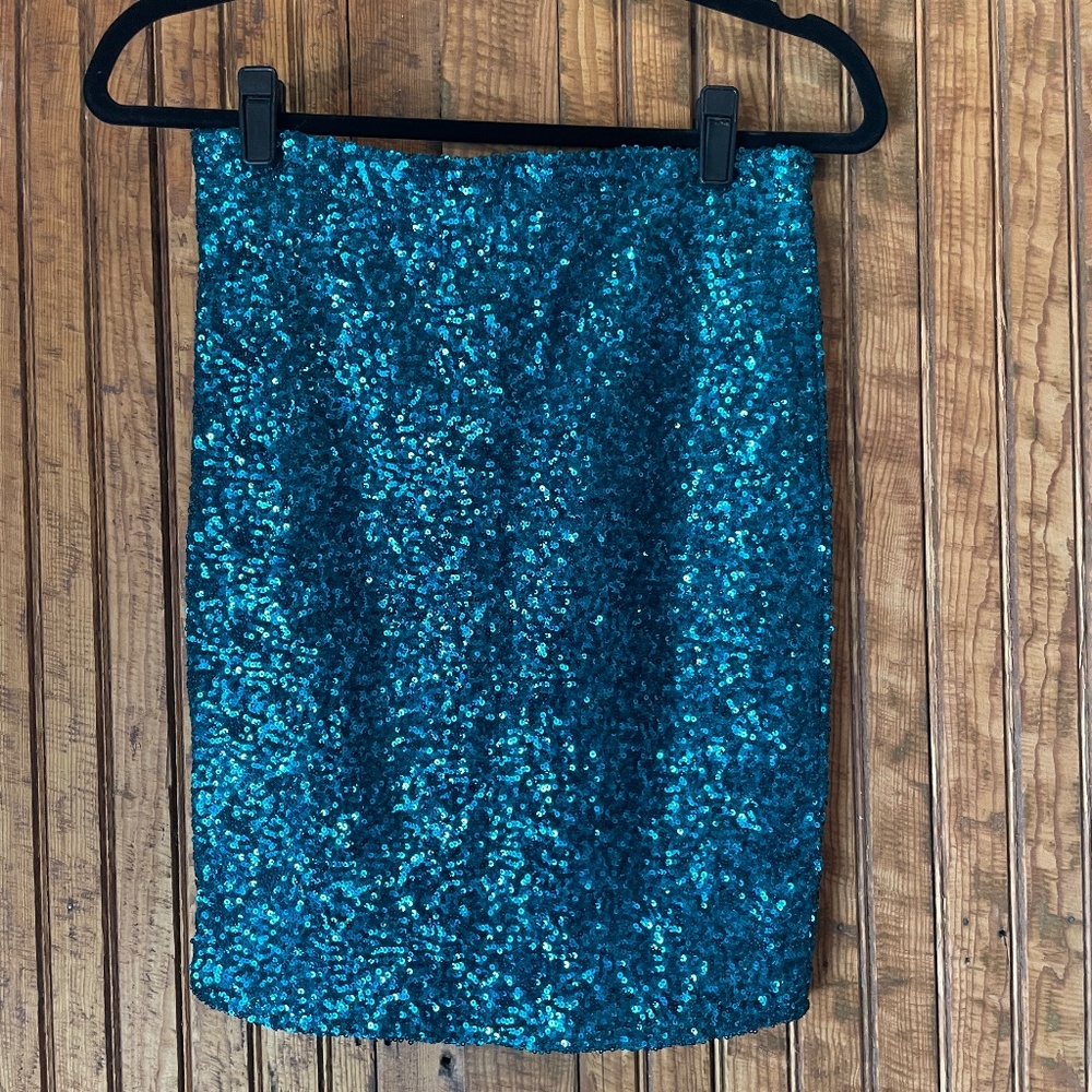 Alythea Turquoise Sequin Pencil Skirt - Never worn - Size Small